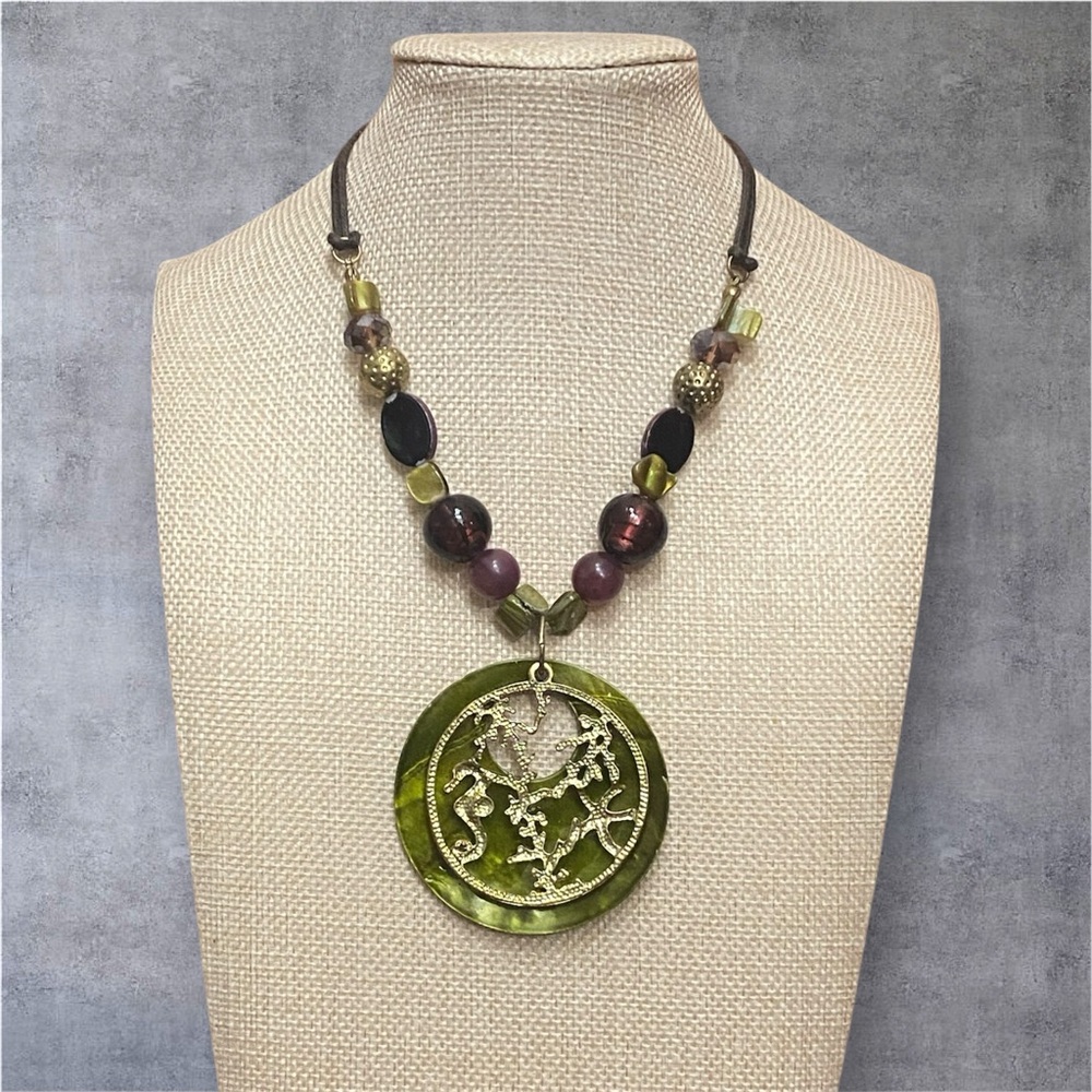 Vintage Verdant Harmony Medallion Necklace
